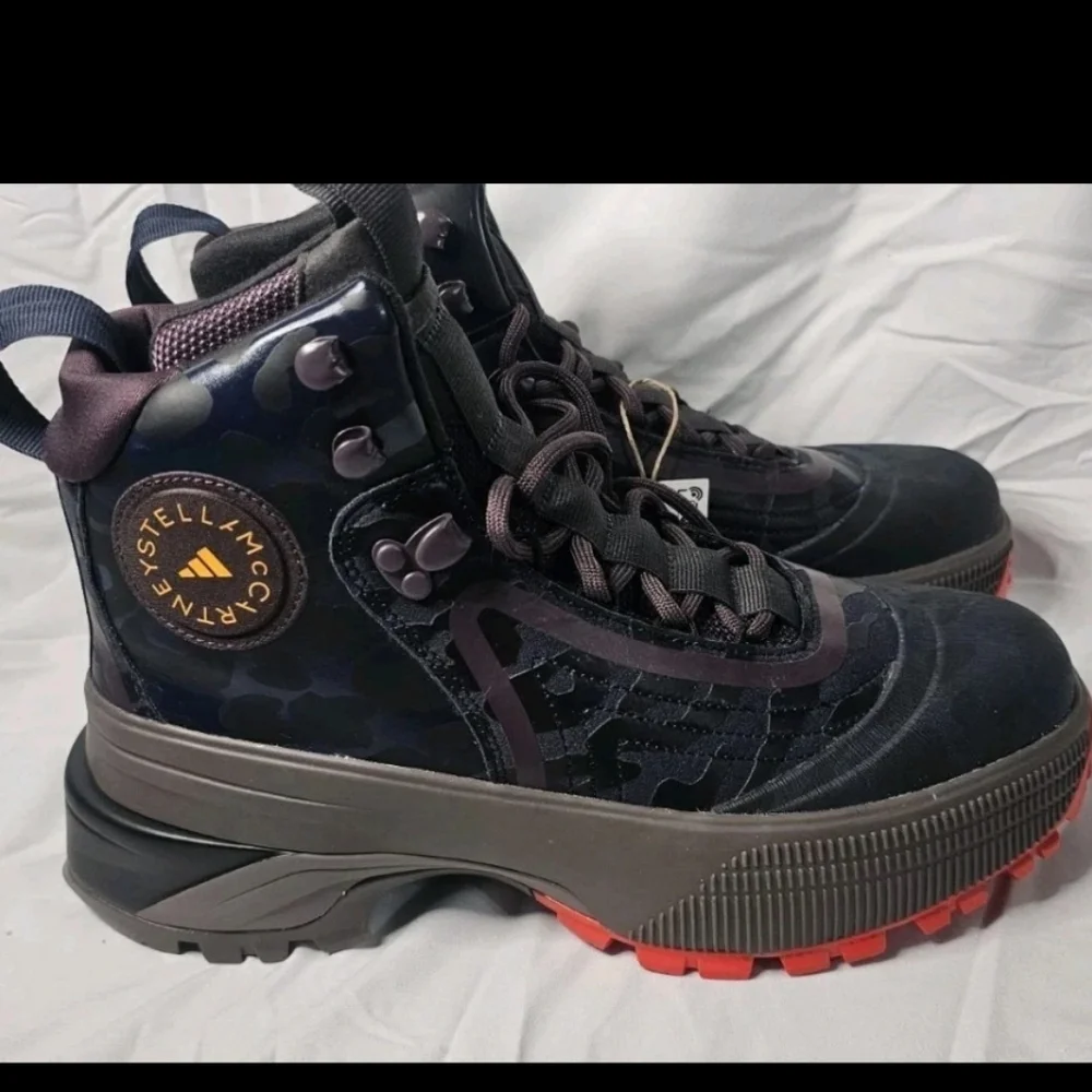 Adidas by Stella McCartney Navy Black and Red Platform Athletic Boots